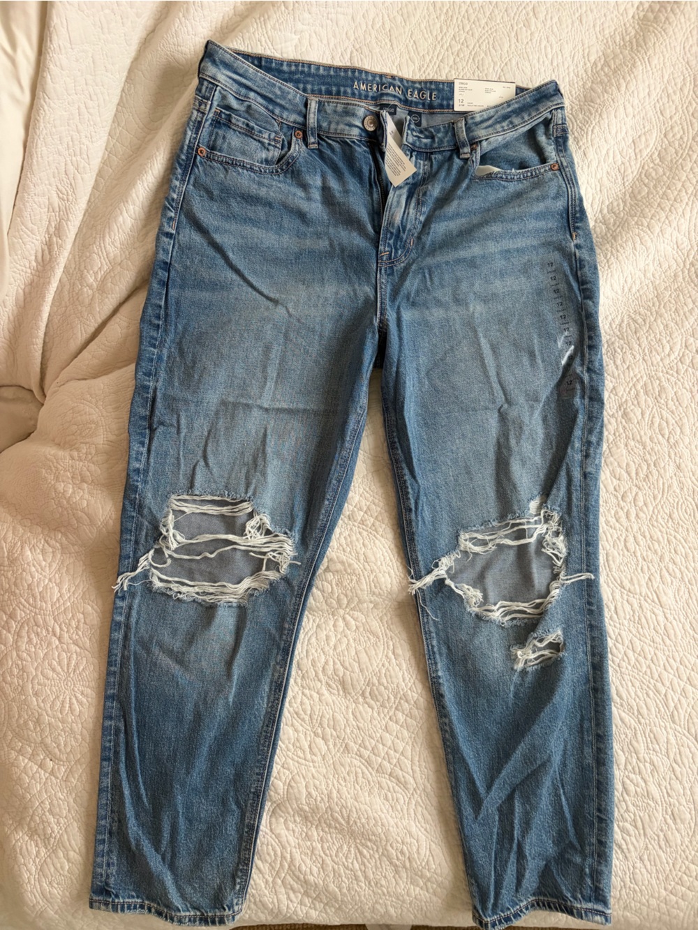 American Eagle Outfitters Distressed Light Blue Slim Straight Jeans